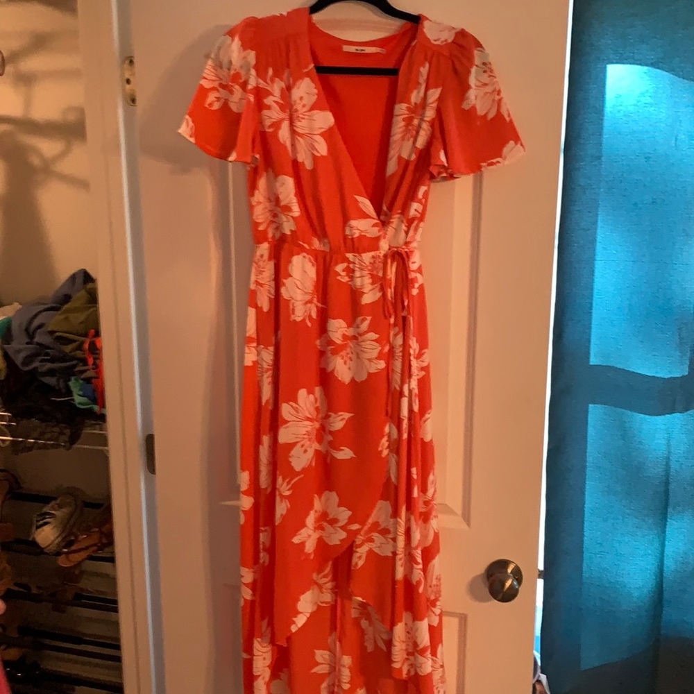 Coral maxi dress with opening